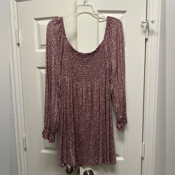 Pinkblush Plum Floral Smocked Peasant Sleeve Maternity Dress - Picture 1 of 3